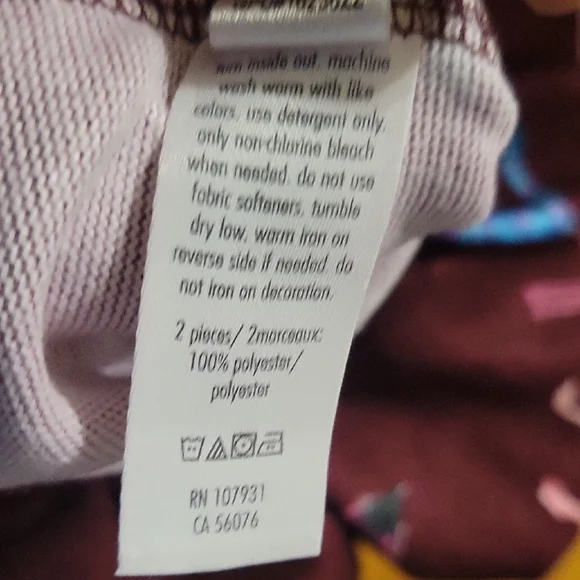 Justice 2-PC Pajama Set Burgundy Flamingo Print Size 10 - Picture 11 of 12